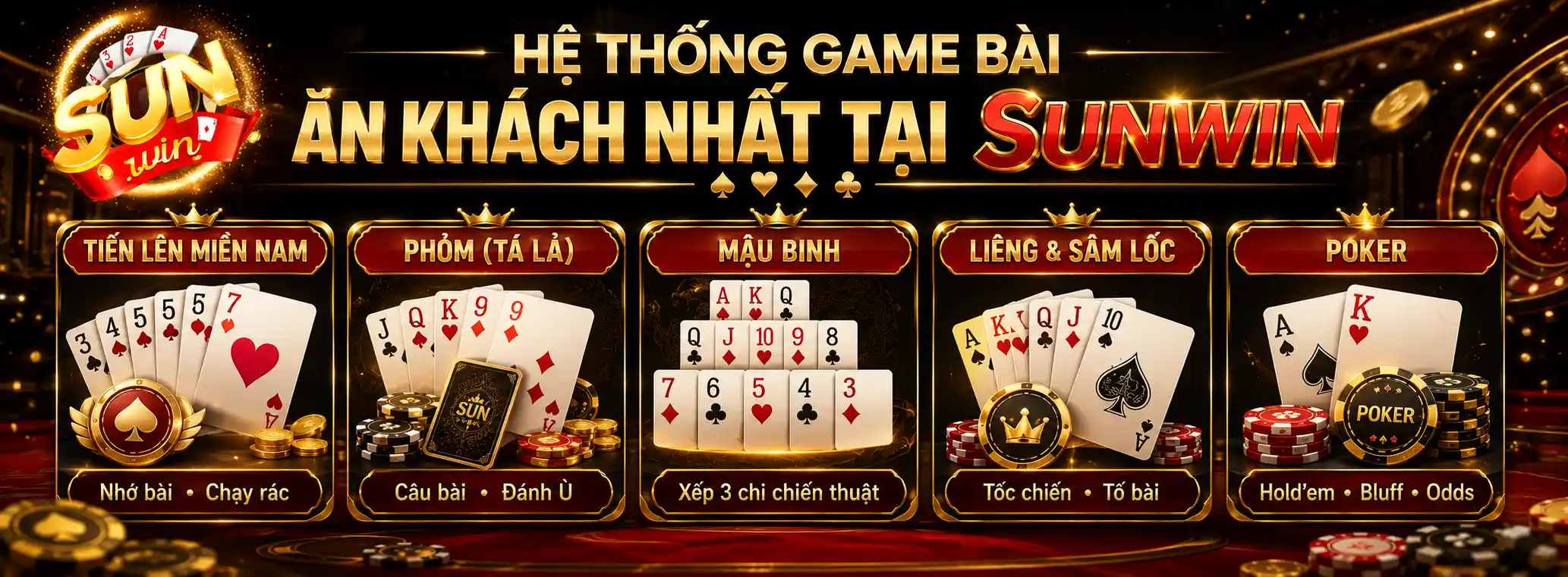Hệ Thống Các Tựa Game Bài Ăn Khách Nhất Tại Sunwin